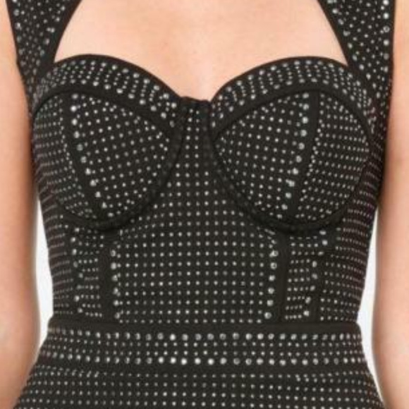 💋 bebe black stud embellished cage mock neck RARE 💋 - Picture 6 of 6